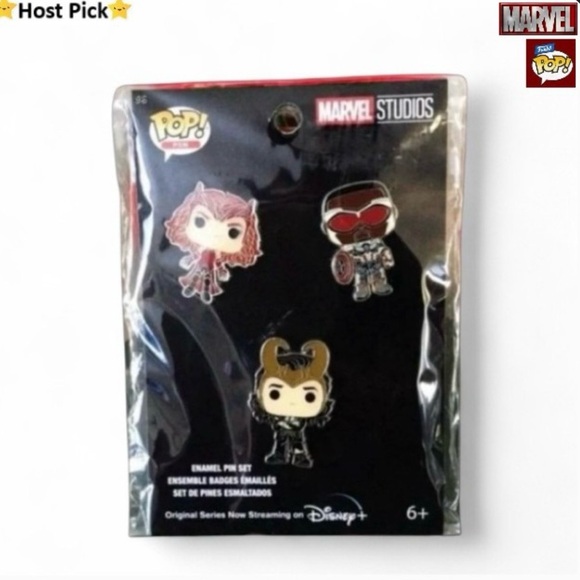 MARVEL FUNKO POP Enamel Pin Set (3-Pk) –Scarlet Witch, Loki, Captain America NWT - Picture 2 of 9